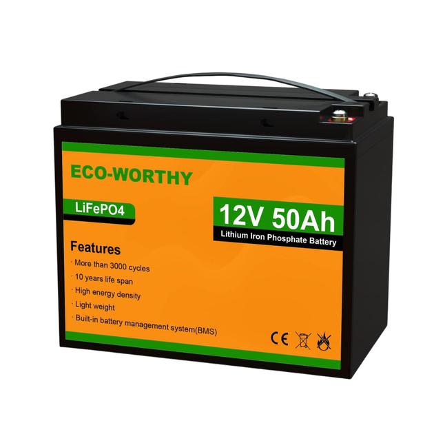 Аккумуляторная батарея Eco-Worthy LiFePO4 12.8V 50Ah 640Wh с BMS, до 15000 циклов для солнечных систем и ИБП - изображение 11