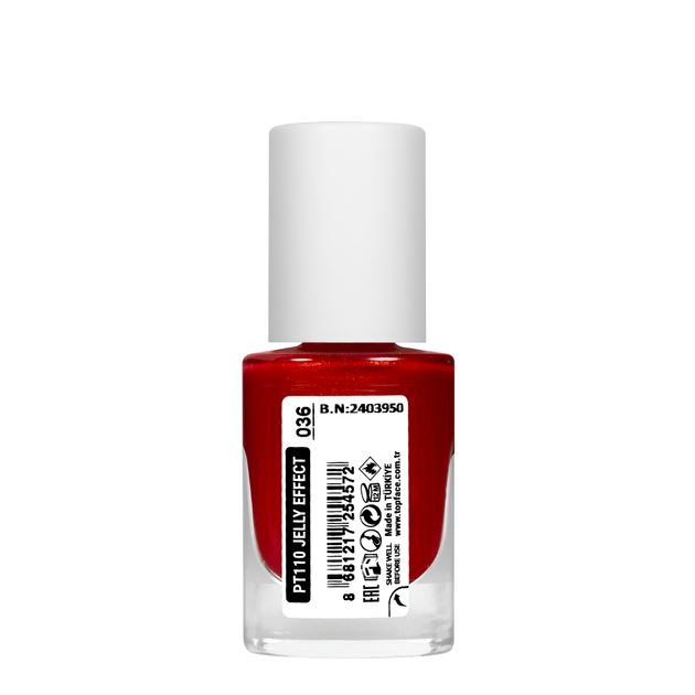 Лак для нігтів topface Jelly Effect Nail Polish швидковисихаючий № 36 Червоний із золотистим перламутром (PT110) - Фото 3 Лак для нігтів topface Jelly Effect Nail Polish швидковисихаючий № 36 Червоний із золотистим перламутром (PT110) - изображение 3
