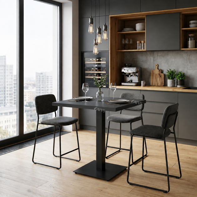 Стол кухонный квадратный RoMax Pocker 60 см Loft Антрацит/Черный - Фото 2 Стол кухонный квадратный RoMax Pocker 60 см Loft Антрацит/Черный - изображение 2