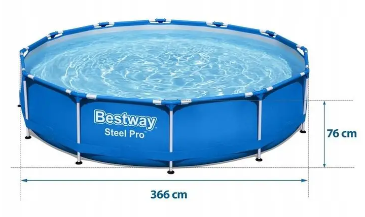 Каркасний басейн BestWay 56681 круглий 366х76 см 6473 л з картриджним фільтром - зображення 7