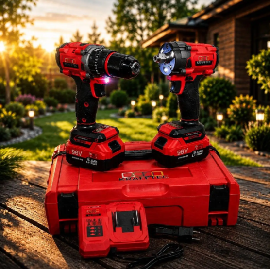Аккумуляторный набор Krafftec PRO 2в1 96V 8Ah шуруповерт ударный и гайковерт с кейсом - изображение 9
