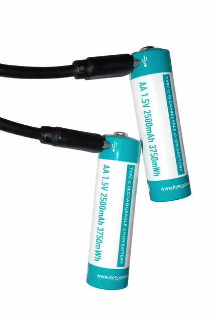 Аккумулятор AA Keeppower Li-ion 1.5V 2500 mAh USB Type-C (14500) высокого качества, набор 2 шт + кабель - изображение 2