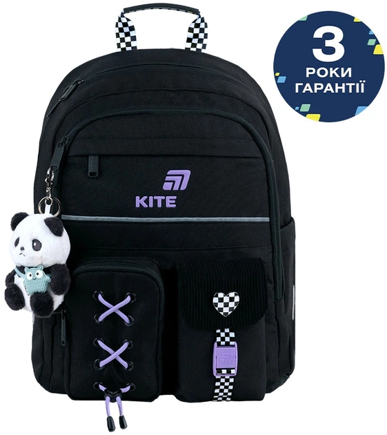 Набір Kite Panda Love рюкзак + пенал + сумка для взуття Чорний (SET_K26-584M-2) - зображення 2