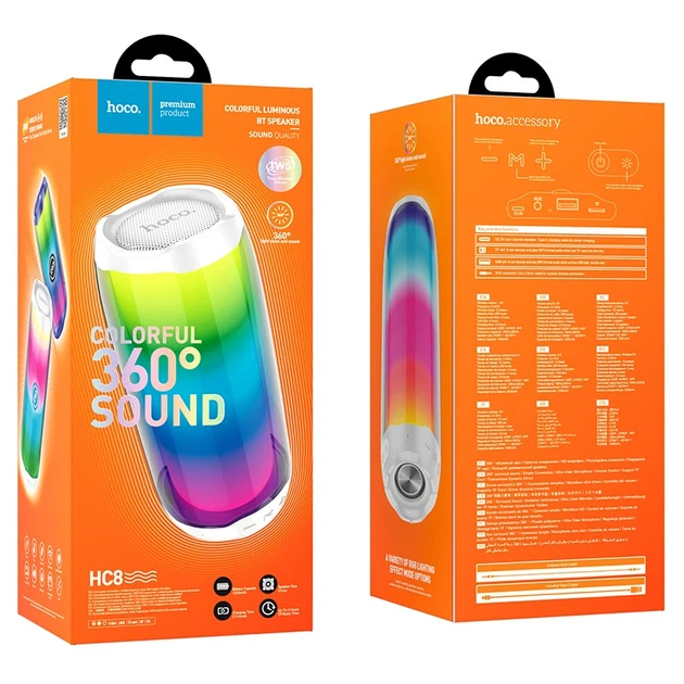 Портативна колонка Hoco HC8 Pulsating Colorful Luminous Wireless Speaker 10W White - зображення 2