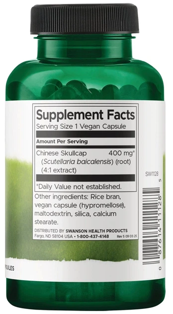 Suplement diety Na tarczycę Swanson FS Chinese Scullcap 400 mg 90 kapsułek (0087614111285) - obraz 2