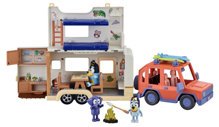 Zestaw do zabawy Bluey samochód terenowy z przyczepem kempingowym 12 elementów 1299663 (5713396901305) - obraz 3