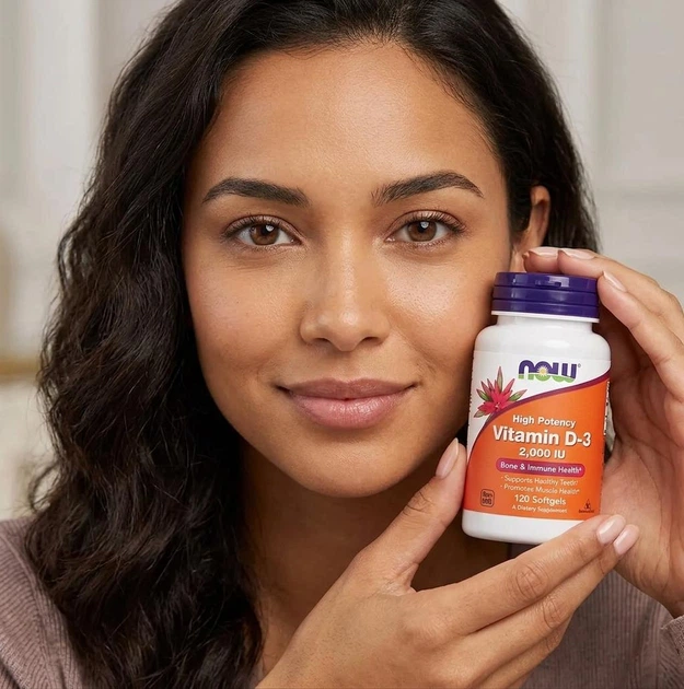 Витамин D-3 для иммунитета Vitamin D-3 Now Foods 50 мкг 2000 МЕ 120 гелевых капсул - изображение 2