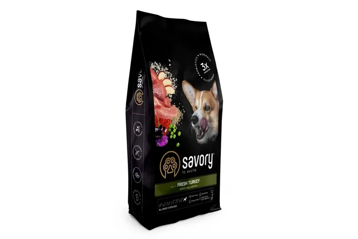 Сухий корм для стерилізованих собак Savory All Breed Sterilised зі свіжим м'ясом індички 12 кг - Фото 1 Сухий корм для стерилізованих собак Savory All Breed Sterilised зі свіжим м'ясом індички 12 кг - изображение 1