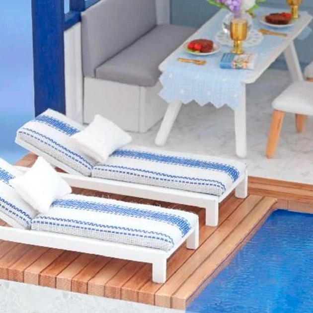Румбокс кукольный домик DIY с подсветкой “Вилла с бассейном”, миниатюрный конструктор, 29×24×21,5 см - изображение 8