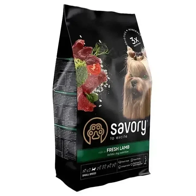Сухий корм для собак малих порід Savory 3 кг ягня - Фото 1 Сухий корм для собак малих порід Savory 3 кг ягня - зображення 1