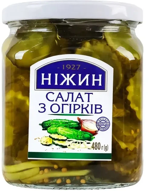 Упаковка салата Ніжин из огурцов 450 г х 6 шт (4823006808953) - изображение 2
