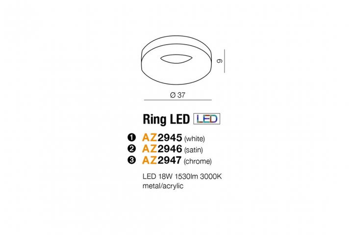 Люстра AZzardo RING C AZ0586 (LC2310-1C-CH) - изображение 2
