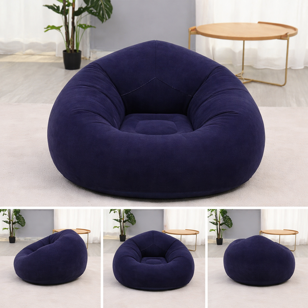 Надувное кресло-пуф Inflatable Sofa / Надувное кресло-мешок 110×110×85 см Темно-синий - Фото 2 Надувное кресло-пуф Inflatable Sofa / Надувное кресло-мешок 110×110×85 см Темно-синий - зображення 2