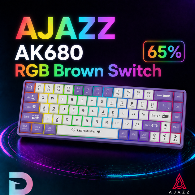 Ігрова механічна клавіатура AJAZZ AK680 з RGB Brown Switch - зображення 5