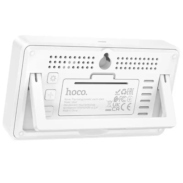 Термогигрометр HOCO HX42 с часами, LCD дисплеем, измерением температуры и влажности, настенный/настольный - White - Фото 3 Термогигрометр HOCO HX42 с часами, LCD дисплеем, измерением температуры и влажности, настенный/настольный - White - изображение 3