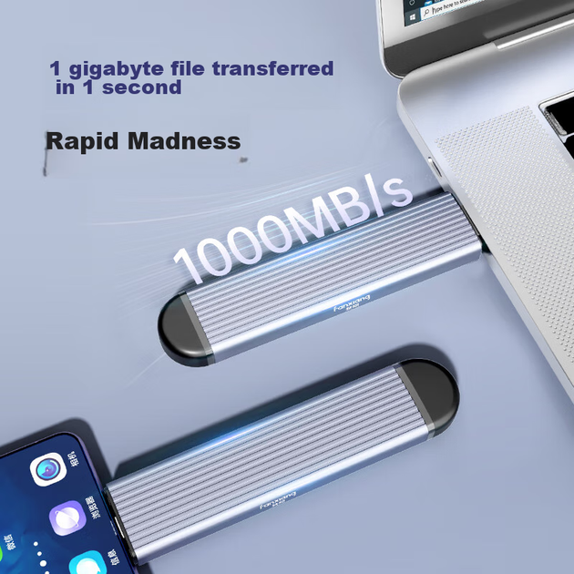 Портативный корпус для жесткого диска FANXIANG M.2 NVMe/SATA с двумя протоколами, интерфейсом Type-C/USB3.2, для прямого подключения SSD к ноутбуку MD80 - изображение 7