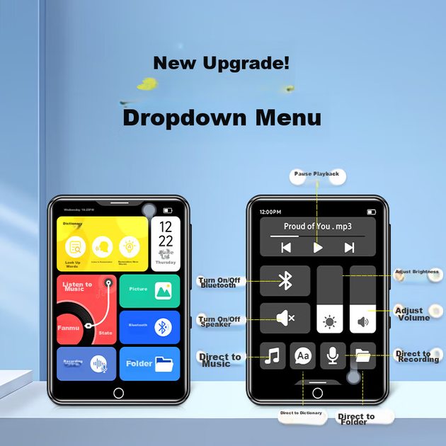 Плеєр FAMUE PA01 64ГБ MP3/MP4 портативний, для вивчення мов, Bluetooth 5.4 - зображення 6
