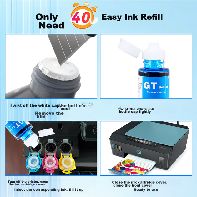 Сумісний з чорнилом Tianmo HP Smart Tank 678, кольоровим картриджем безперервної подачі чорнил HP678, пляшкою з чорнилом Tank678 660-670, чорнилом 28C15A, SmartTank678 - Фото 5 Сумісний з чорнилом Tianmo HP Smart Tank 678, кольоровим картриджем безперервної подачі чорнил HP678, пляшкою з чорнилом Tank678 660-670, чорнилом 28C15A, SmartTank678 - зображення 5