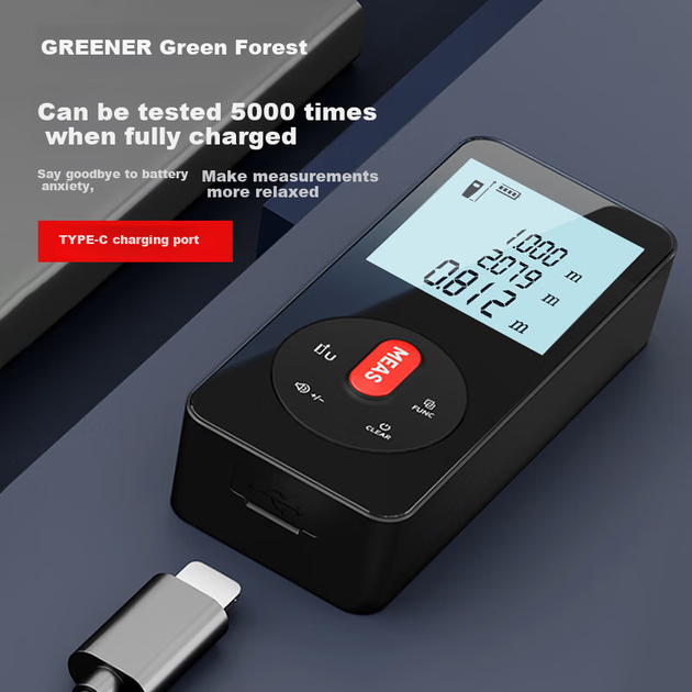 Инфракрасный лазерный дальномер GREENER, высокоточный водо- и пылезащитный измерительный прибор для помещений, литиевая батарея обеспечивает длительное время работы, дальность действия 50 метров. - изображение 8