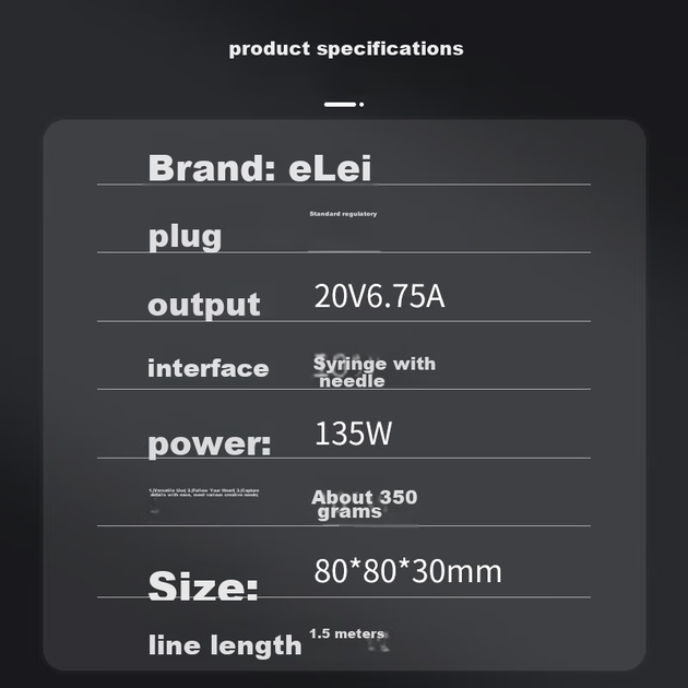Кабель зарядний Elei GaN для ноутбука Lenovo 20В 6.75А 135Вт Legion Y7000 - зображення 6