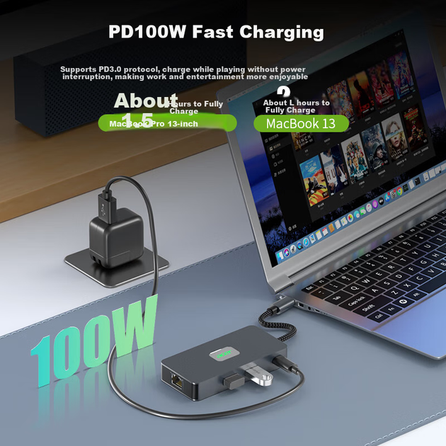 Док-станція Acer Type-C Gigabit Ethernet адаптер USB 3.2 концентратор дротова мережева карта RJ45 конвертер 4K60Hz HD PD зарядний пристрій док-станція - зображення 6