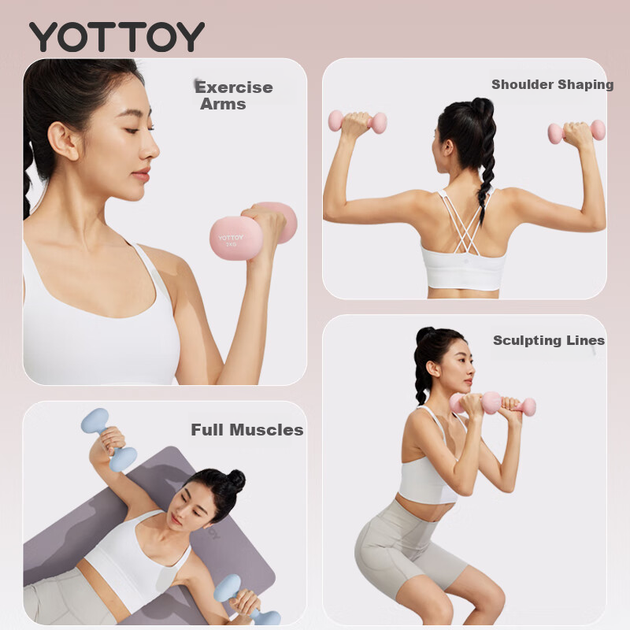 Гантели Yottoy, женское фитнес-оборудование для домашнего использования, силовые тренировки для начинающих в общежитии, профессиональный набор маленьких гантелей с пластиковым покрытием. - изображение 7