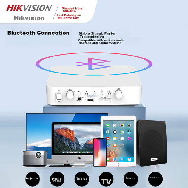 Усилитель HIKVISION с фиксированным сопротивлением и напряжением, Bluetooth, для кампуса, торгового центра, системы оповещения, домашний MP3-плеер с декодированием без потерь, усилитель мощности, USB-плеер, микрофонный интерфейс. - Фото 5 Усилитель HIKVISION с фиксированным сопротивлением и напряжением, Bluetooth, для кампуса, торгового центра, системы оповещения, домашний MP3-плеер с декодированием без потерь, усилитель мощности, USB-плеер, микрофонный интерфейс. - изображение 5