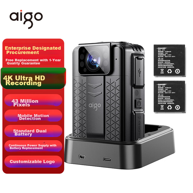 Нательная видеокамера Aigo, разрешение 4K, устройство для записи аудио и видеоматериалов, устанавливаемое на грудь, компактное и портативное, T5P, 64 ГБ - изображение 4