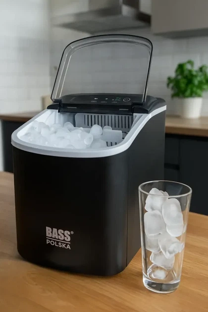 Льдогенератор электрический Bass Polska BH 10001 черный 1,3 л производительность 12 кг сутки для дома и офиса 28,5х28х24 см - изображение 3
