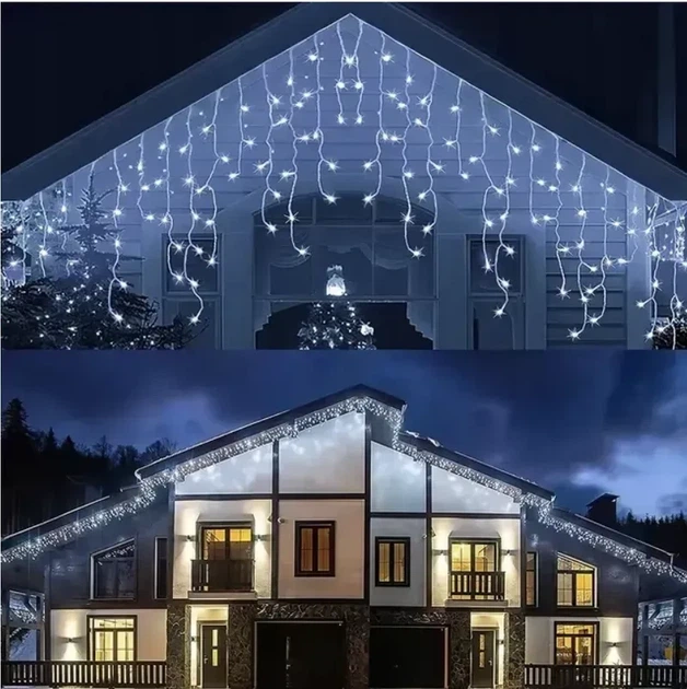 Светодиодная световая завеса 300 LED светодиодных бурулик для улицы холодно-белого а 1.5 Generic (LKS-300-ZB) - Фото 4 Светодиодная световая завеса 300 LED светодиодных бурулик для улицы холодно-белого а 1.5 Generic (LKS-300-ZB) - изображение 4