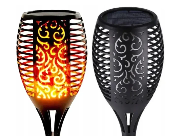Солнечный садовый фонарь факел 50 см эффект живого огня 36 LED IP44 черный Теплый Garden Line SOL6846 - изображение 5