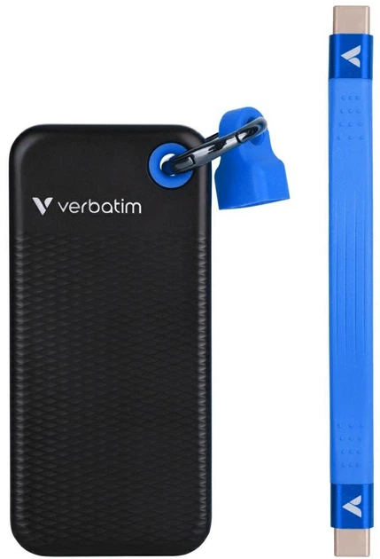 Dysk SSD Verbatim Pocket SSD 256GB USB-C 3.2 Gen 2 Type-C Black-Blue (23942324164) - Zdjęcie 2 Dysk SSD Verbatim Pocket SSD 256GB USB-C 3.2 Gen 2 Type-C Black-Blue (23942324164) - obraz 2