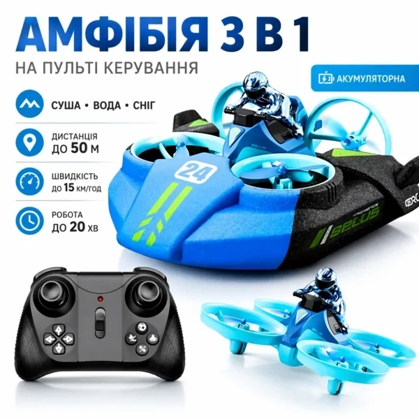 Радіокерований всюдихід-амфібія Три Стихії 15км/год Синій - изображение 6
