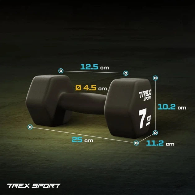 Гантелі Trex Sport TX-070VD 2x7 кг неопренові чавунні - зображення 3