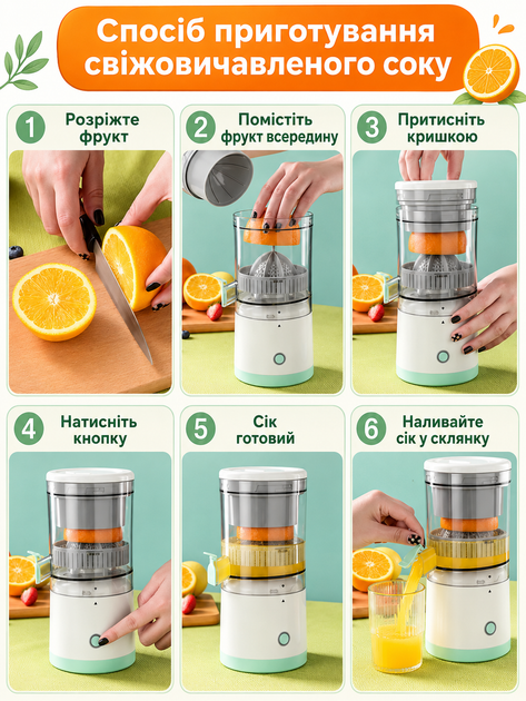 Портативная электрическая соковыжималка для фруктов 0.4 л с аккумулятором (49675892) - изображение 7