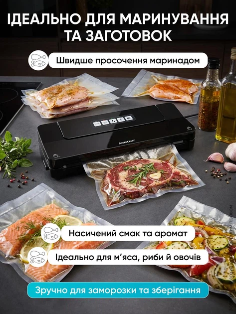 Вакууматор для еды для продуктов влажных сухих мяса рыбы овощей зелени вакуматор вакууматоры вакуумный бытовой упаковщик для дома вакуумирование - изображение 8