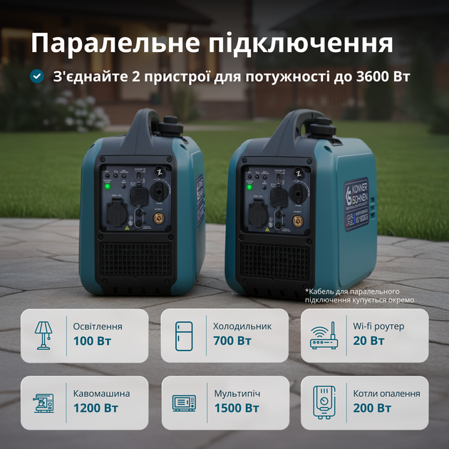 Інверторний генератор газ/бензин Könner&Söhnen KS 1900iG S, 2.0 кВт USB/12В/230В 17кг - изображение 6
