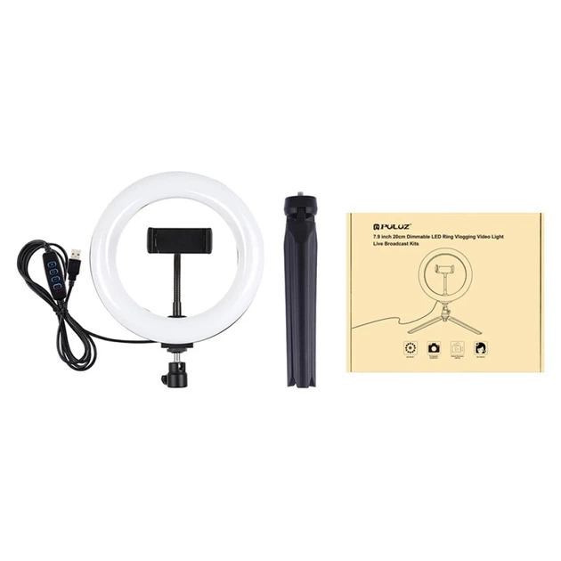 Лампа кільцева LED PULUZ 20cm зі штативом та тримачем для телефону (PKT3073B) - зображення 3
