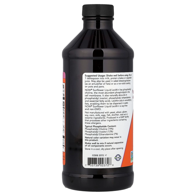 Лецитин из подсолнечника NOW Foods "Sunflower Liquid Lecithin" фосфолипид, в жидкой форме (473 мл) - изображение 3