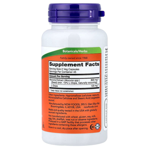 Экстракт мукуны NOW Foods "Dopa Mucuna" растительный антидепрессант, 800 мг (90 вегетарианских капсул) - изображение 2