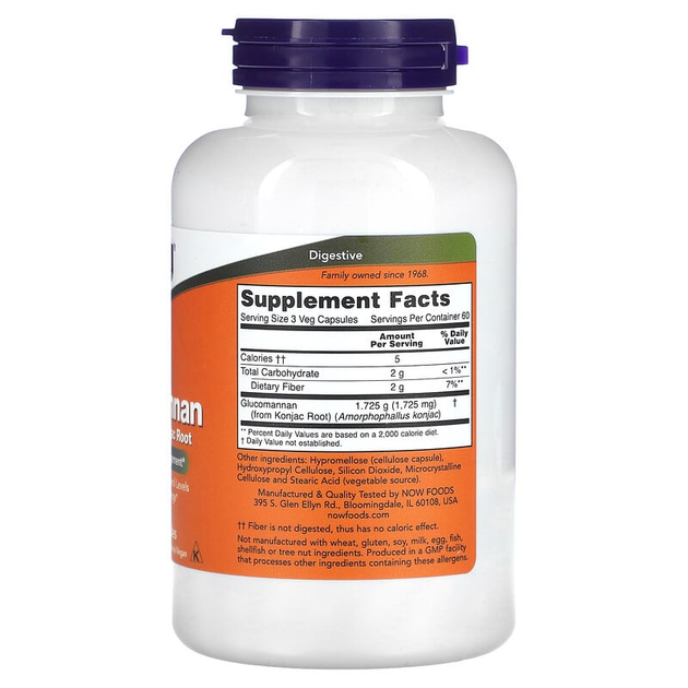 Глюкоманнан NOW Foods "Glucomannan" з кореня конжака для контролю ваги, 575 мг (180 рослинних капсул) - Фото 2 Глюкоманнан NOW Foods "Glucomannan" з кореня конжака для контролю ваги, 575 мг (180 рослинних капсул) - зображення 2