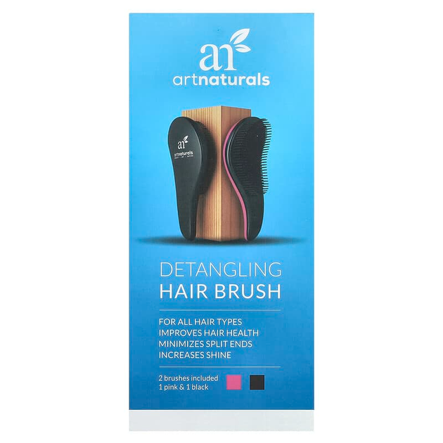 Набор расчесок Artnaturals "Detangling Hair Brush" для легкого расчесывания волос (1 розовая и 1 черная) - изображение 4