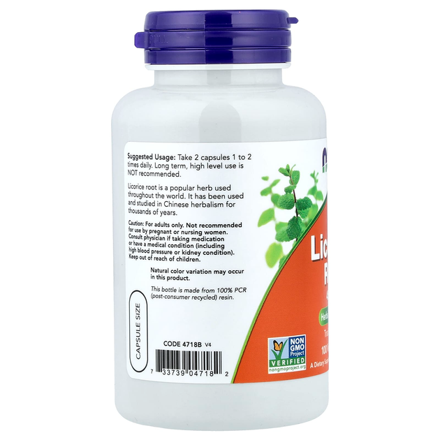 Корень солодки NOW Foods "Licorice Root" 450 мг (100 капсул) - изображение 3