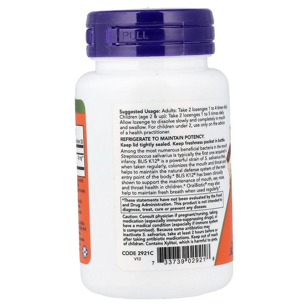 Пробиотики оральные NOW Foods "OralBiotic" здоровье полости рта и горла (60 пастилок) - изображение 3