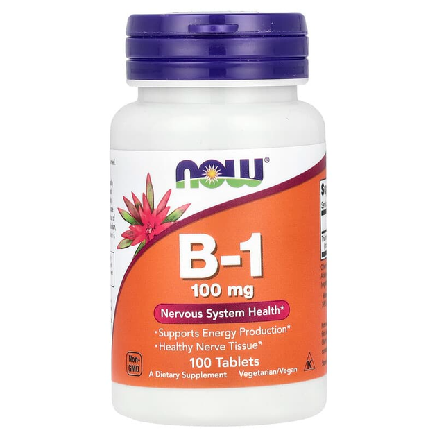 Витамин B1 NOW Foods "B-1" тиамин для здоровья нервной системы, 100 мг (100 таблеток) - Фото 1 Витамин B1 NOW Foods "B-1" тиамин для здоровья нервной системы, 100 мг (100 таблеток) - изображение 1