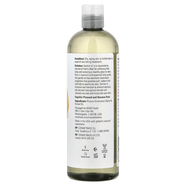 Абрикосовое масло NOW Foods, Solutions "Apricot Oil" для лица и тела (473 мл) - Фото 2 Абрикосовое масло NOW Foods, Solutions "Apricot Oil" для лица и тела (473 мл) - изображение 2