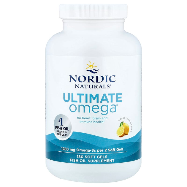 Рыбий жир Nordic Naturals "Ultimate Omega" жирные кислоты омега 3 со вкусом лимона, 1280 мг (180 гелевых капсул) - изображение 3