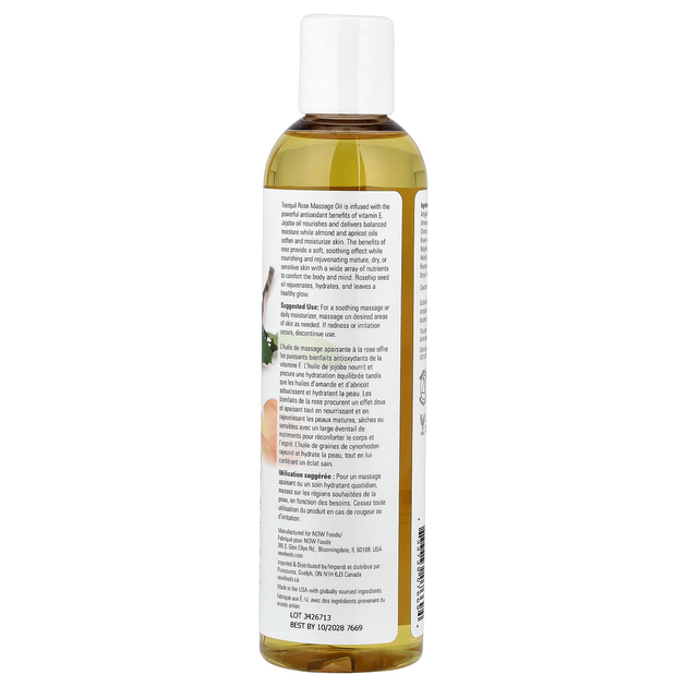 Масажна олія з трояндою NOW Foods "Tranquil Rose Massage Oil" розслаблююча (237 мл) - зображення 3