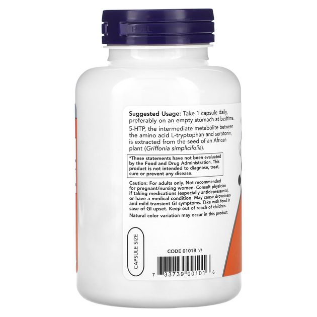 5-гидрокситриптофан NOW Foods "5-HTP" 50 мг (180 растительных капсул) - изображение 3