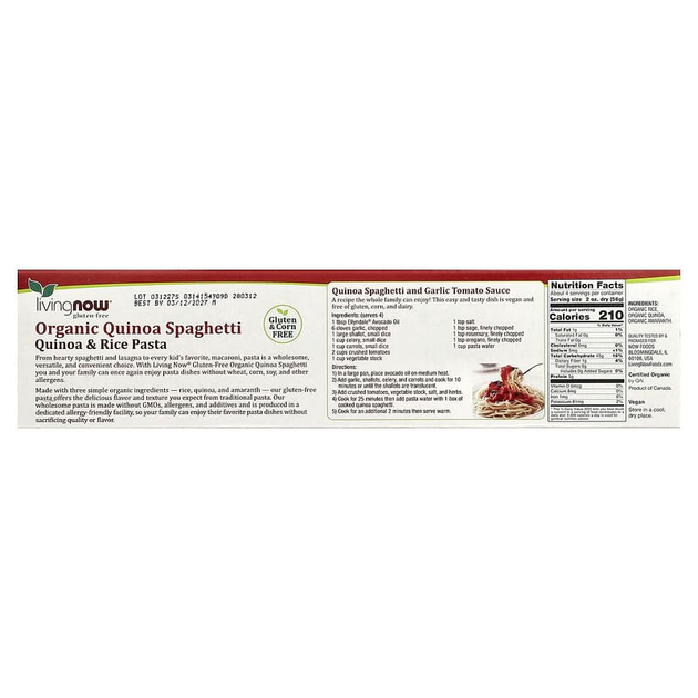Спагетті з органічної кіно NOW Foods "Organic Quinoa Spaghetti" без глютену (227 г) - зображення 2